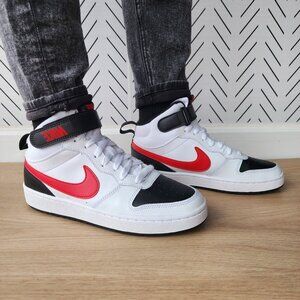 ❤️❤️❤️ Nike Court Borough Mid 2 Sz 7Y Big Kid Shoes White Red School CD7782-110